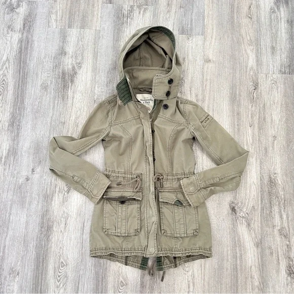 VTG Y2K Abercrombie & Fitch military utility jacket Womens XS green Bella Elena - Picture 1 of 16